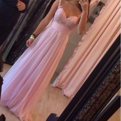 Prom Dress,Elegant Prom Dress, Handmade Prom Dress, Pink Prom Dress, Floor Length Prom Dress, Chiffon Prom Dress ,2016 Prom Dress,Applique Prom Dress,cheap Prom Dress,custom made Prom Dress