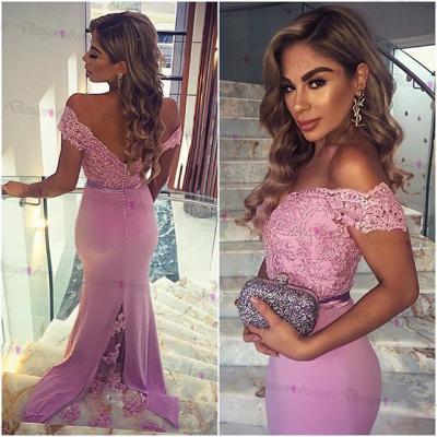Charming Prom Dress,Off The Shoulder Prom Dress,Mermaid Prom Dress,Appliques Prom Dress,Backless Prom Dress 2016