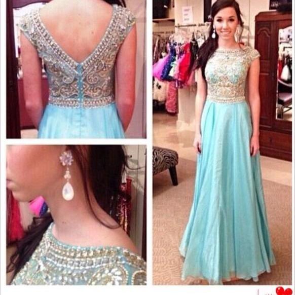 Custom Made Y Blackless Beading Prom Dress Long Evening Dresses 2016 Custom Made A Line Round Neck High Quality Gliteer Party Dress Formal Dresses